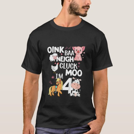 Kinder Oink Baa Neigh Cluck Moo Ich bin 4 Tiere Bi T-Shirt (Vorderseite)