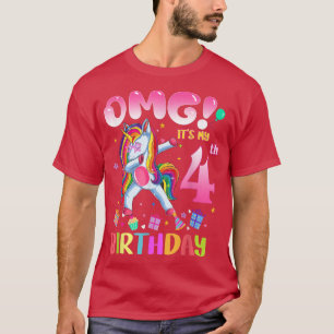 Kinder OMG ihre 4. Geburtstagsmädchen Dabbing Unic T-Shirt