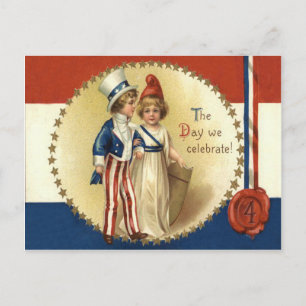 Kinder Onkel Sam Lady Liberty Stern Postkarte