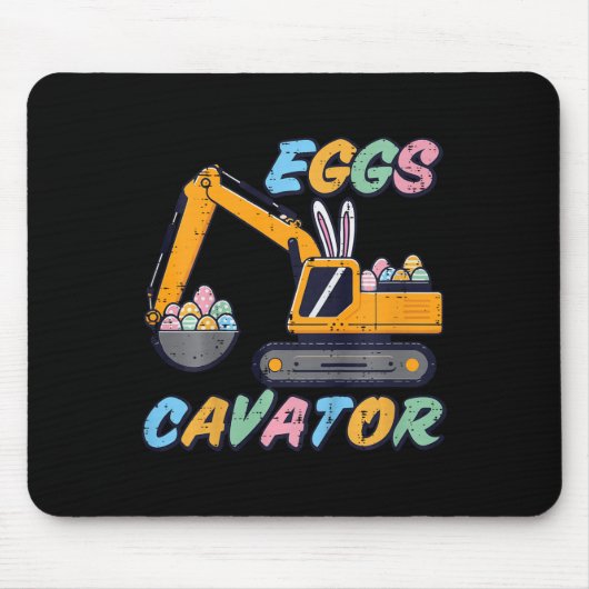 Kinder Ostern Bagger Eier Cavator Bau Bo Mousepad (Vorne)