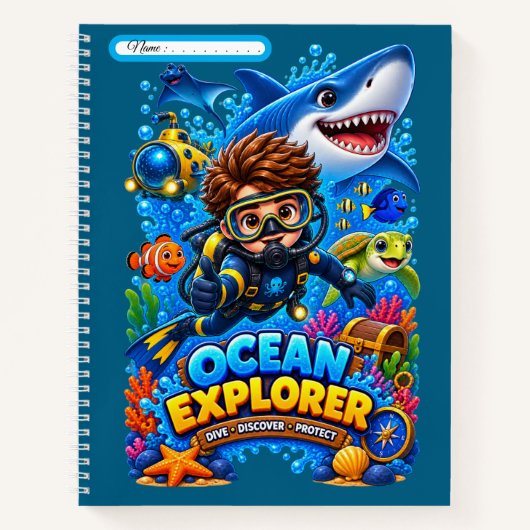 Kinder Ozean Explorer Hai Meer Leben Notizbuch (Vorderseite)