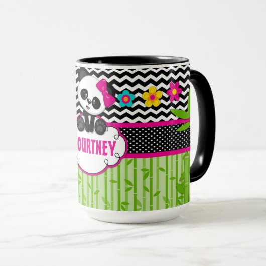Kinder Panda Bear Monogramm Personalisierter Name Tasse (VorderseiteRechts)