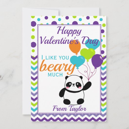 Kinder Panda Valentinstag Feiertagskarte (Vorderseite)