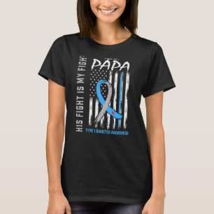 Kinder Papa Typ 1 Diabetes Bewusstsein Ribbon Amer T-Shirt