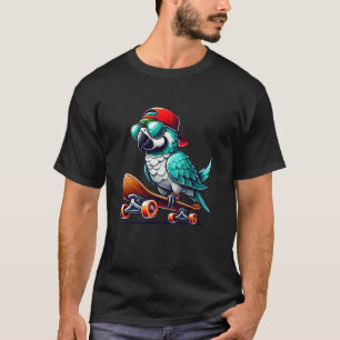 Kinder Papagei auf einem Skateboard Skater Jungen T-Shirt
