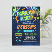 Kinder Parkour Geburtstagsparty Einladung (Stehend Vorderseite)