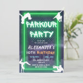 Kinder Parkour Party Geburtstag Einladung (Stehend Vorderseite)