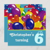 Kinder Party Ballons jedes Alters Einladung (Vorne/Hinten)