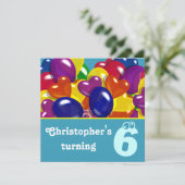 Kinder Party Ballons jedes Alters Einladung (Stehend Vorderseite)