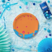 Kinder Party Farben Blau blass orange pink Pappteller (Party)