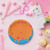 Kinder Party Farben Blau blass orange pink Pappteller (Party)