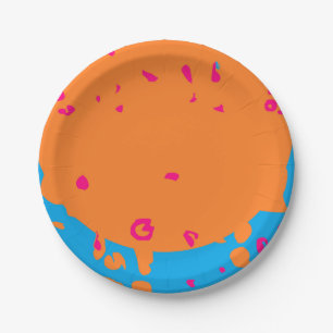 Kinder Party Farben Blau blass orange pink Pappteller
