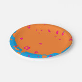 Kinder Party Farben Blau blass orange pink Pappteller (Schrägansicht)