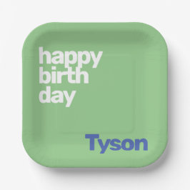 Kinder Party Papierplatte Happy Birthday Green Pappteller