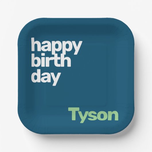 Kinder Party Papierplatte Happy Birthday minimal Pappteller (Vorderseite)
