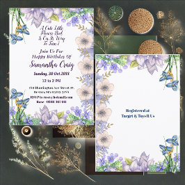 Kinder Pastel Blue Little Blume Bud Floral Geburts Einladung