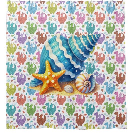 Kinder Pastel Dragons Duschvorhang (Vorderseite)