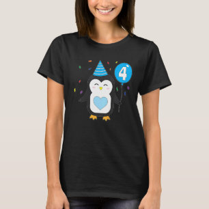 Kinder Penguin Ballon 4. Geburtstag Party Wild T-Shirt