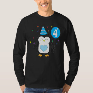 Kinder Penguin Ballon 4. Geburtstag Party Wild T-Shirt