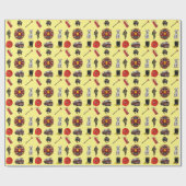 Kinder personalisieren altersschwachen Feuerwehrma Geschenkpapier (Flach)