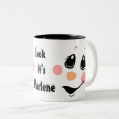 Kinder personalisieren Snowman Zweifarbige Tasse (VorderseiteRechts)