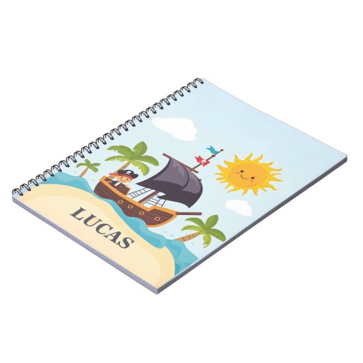 Kinder Personalisiert Ahoy Matey Pirate Ship Noteb Notizblock (Linke Seite)
