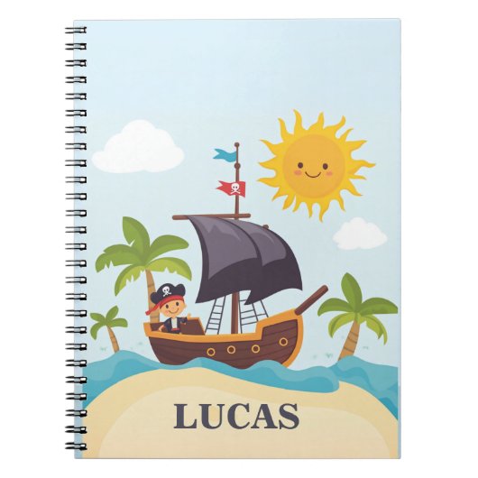 Kinder Personalisiert Ahoy Matey Pirate Ship Noteb Notizblock (Vorderseite)