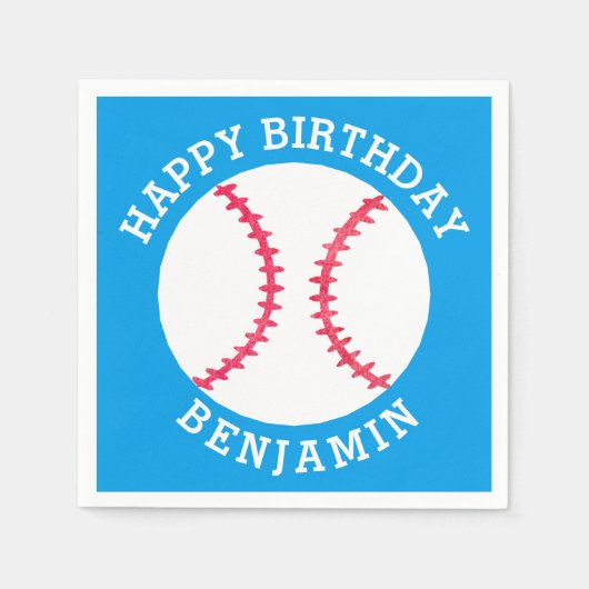 Kinder Personalisiert Baseball Happy Birthday Spor Serviette (Vorderseite)
