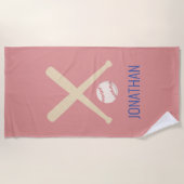 Kinder Personalisiert Baseball Sport Blue Red Strandtuch (Vorderseite)