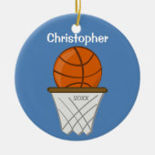 Kinder Personalisiert Basketball Blauer Ornament (Vorne)