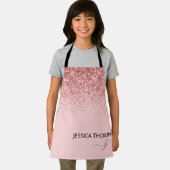 Kinder Personalisiert Giralrosa Glitzer Monogramm Schürze (Insitu)