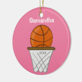 Kinder Personalisiert Girl Basketball Pink Keepake Keramik Ornament (Links)