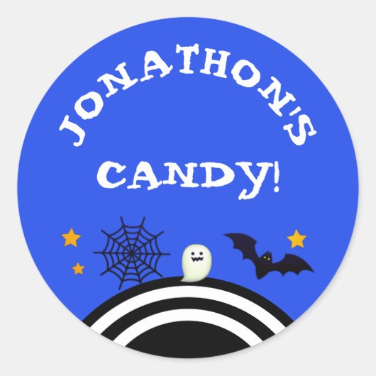 Kinder Personalisiert Halloween Candy Runder Aufkleber (Vorderseite)