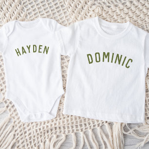 Kinder Personalisiert Name T-Shirt Olive