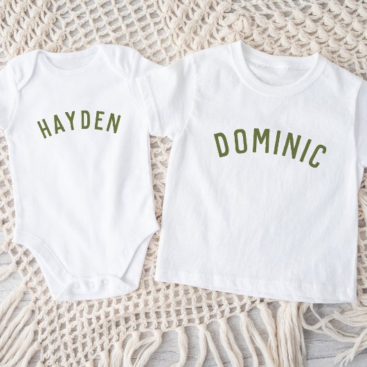 Kinder Personalisiert Name T-Shirt | Olive