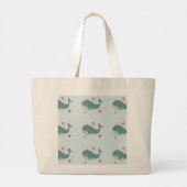 Kinder Personalisiert Name Whale Beach Tote Bag Jumbo Stoffbeutel (Rückseite)