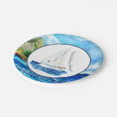 Kinder Personalisiert Ocean Sailboat Geburtstagspa Pappteller (Schrägansicht)