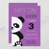 Kinder Personalisiert Panda Kawaii Einladung zum G (Vorne/Hinten)