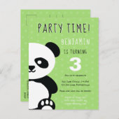 Kinder Personalisiert Panda Kawaii Green Geburtsta Einladungspostkarte (Vorne/Hinten)