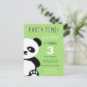 Kinder Personalisiert Panda Kawaii Green Geburtsta Einladungspostkarte (Stehend Vorderseite)
