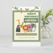 Kinder Personalisiert Safari Einladung (Stehend Vorderseite)