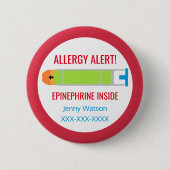 Kinder Personalisierte Allergie Warnhinweis Epinep Button (Vorderseite)