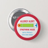 Kinder Personalisierte Allergie Warnhinweis Epinep Button (Vorne & Hinten)