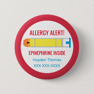 Kinder Personalisierte Allergie Warnhinweis Epinep Button