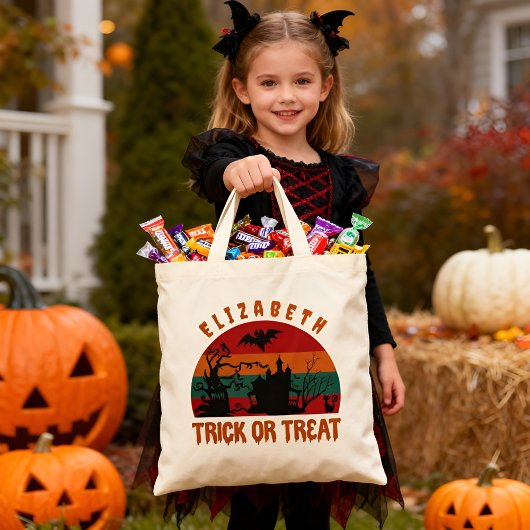 Kinder Personalisierte Halloween-Trick oder Treatb Tragetasche