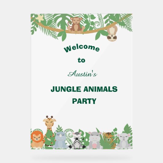 Kinder Personalisierte Jungtiere Begrüßungszeichen Acrylschild (Vorderseite)