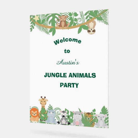 Kinder Personalisierte Jungtiere Begrüßungszeichen Acrylschild (Winkel)