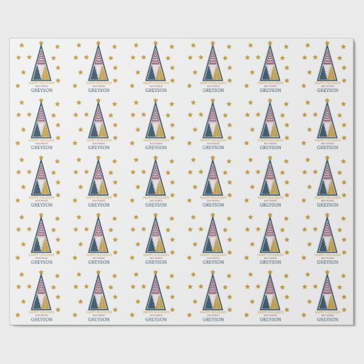 Kinder personalisierte moderne minimale Weihnachte Geschenkpapier (Flach)