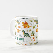 Kinder Personalisierte Niedliche Dinosaurier Patte Kaffeetasse (Vorderseite Links)