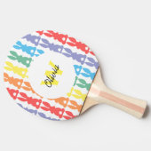 Kinder Personalisierte Regenbogen-Bunny-Muster-Sil Tischtennis Schläger (Seitenansicht)